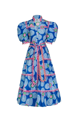 LOTTIE DRESS ACID FLOWERS BLUE - CELIA B
