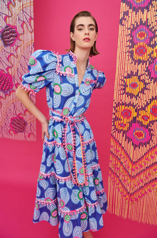 LOTTIE DRESS ACID FLOWERS BLUE - CELIA B