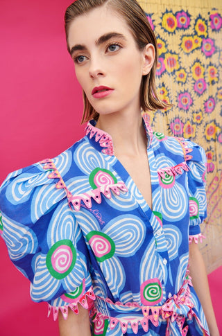 LOTTIE DRESS ACID FLOWERS BLUE - CELIA B