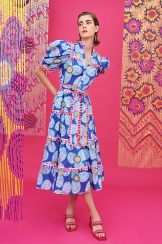 LOTTIE DRESS ACID FLOWERS BLUE - CELIA B