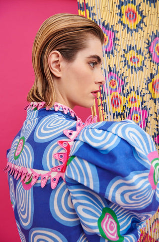 LOTTIE DRESS ACID FLOWERS BLUE - CELIA B