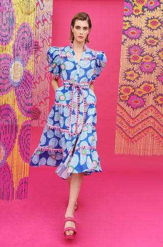LOTTIE DRESS ACID FLOWERS BLUE - CELIA B