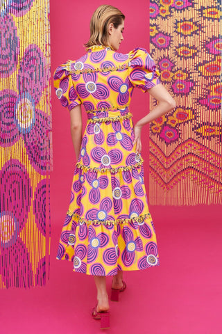 LOTTIE DRESS ACID FLOWERS YELLOW - CELIA B