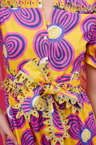 LOTTIE DRESS ACID FLOWERS YELLOW - CELIA B