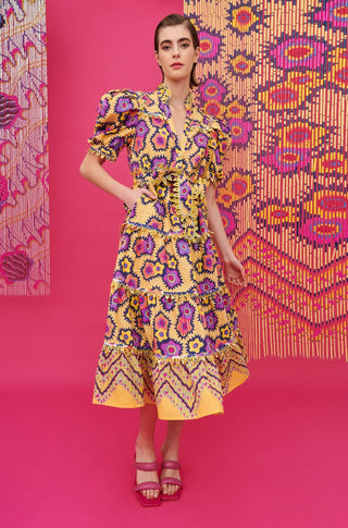 LOTTIE DRESS BUTTON FLOWER NET - CELIA B